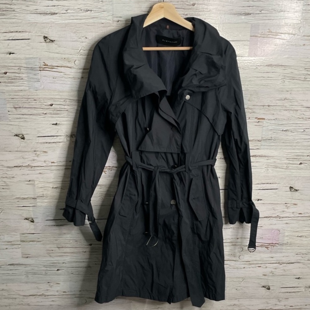 Ellie Tahari Blue Gray Trench Coat